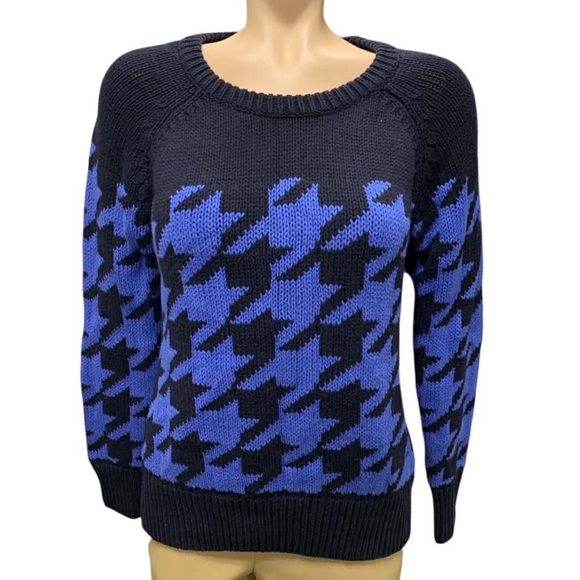Liz Claiborne Sweaters - Liz Claiborne Black and Blue Houndstooth Sweater Size M